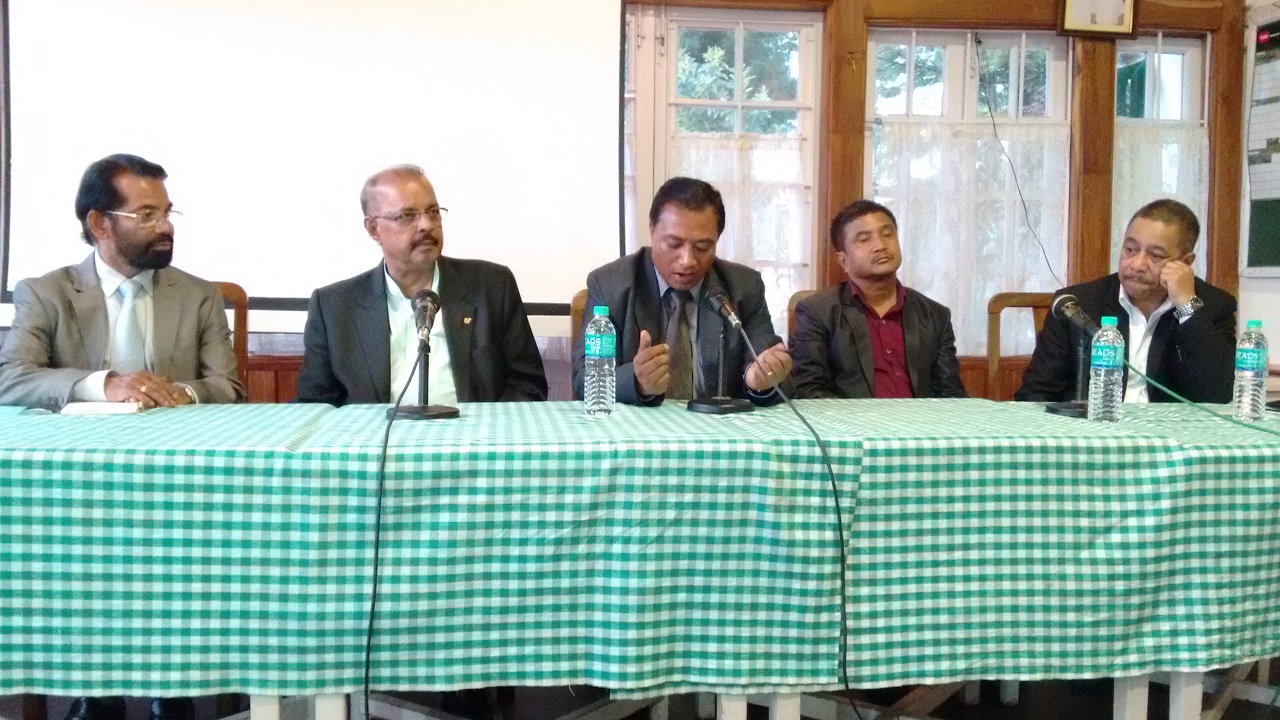 Press conference at Golf club, Shillong. L to R : Mr VG Nair, Dr Muhammed Majeed, Mr AL Hek, Dr R Wankhar, Dr W Kharkrang