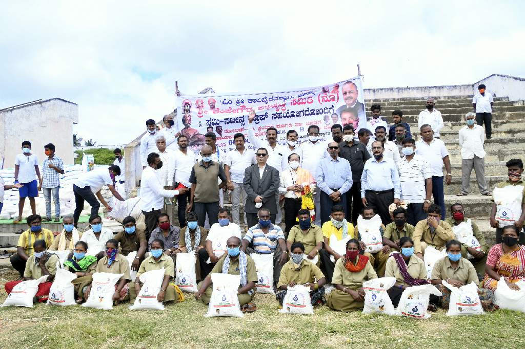 Dr. Majeed Foundation distributes rice bags to the needy communities in Magadi, Karnataka