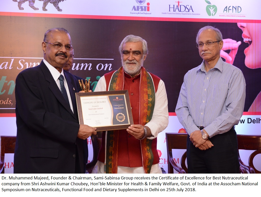 Certificate of Excellence for Best Nutraceutical company