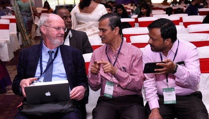 From Left: Nobel Prize Winner in Chemistry 2005 Prof. Robert H Grubbs, Dr. Ambar K Choudhury, R&D Scientist, and Mr. Sarwar Khan, R&D Scientist