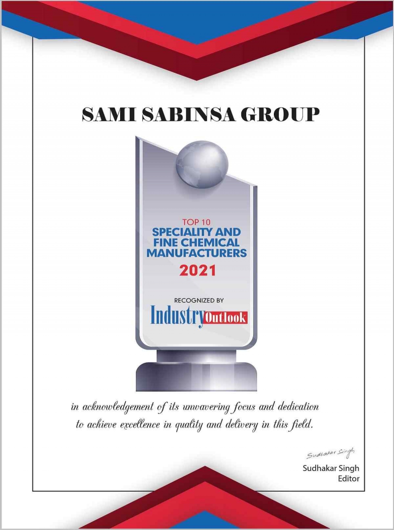 Sami-Sabinsa Group Among the Top 10 Speciality and Fine Chemical Manufacturers, Recognized by the Industry Outlook