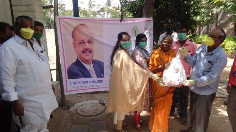 Dr. Majeed Foundation distributed basic food items to the poor and vulnerable communities living in the vicinity of Sami Labs Hyderabad facility