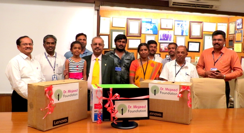 Dr. Majeed Foundation donates computers to assist educational needs of Government Higher Primary School, Bhavikere, Nelamangala Taluk, Bangalore Rural Dist
