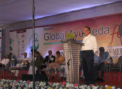 Dr. Natarajan delivering a speech